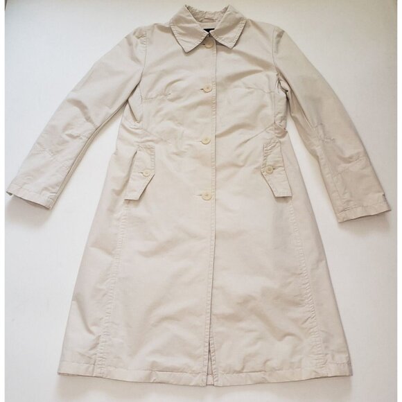 H&M Trench Coat Women's 10 Beige Khaki Cotton Twill Preppy Light Academia EUC - Picture 13 of 16
